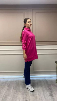 Missemramiss S3711 Fuşya Omzu Taşlı Sweat