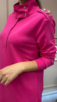 Missemramiss S3711 Fuşya Omzu Taşlı Sweat