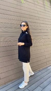 Missemramiss S3711 Siyah Omzu Taşlı Sweat