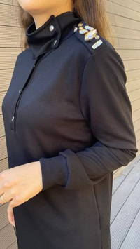 Missemramiss S3711 Siyah Omzu Taşlı Sweat