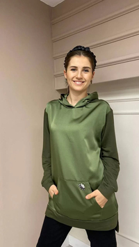 Missemramiss S3712 Haki İpek Saten İşli Sweat