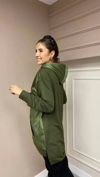 Missemramiss S3712 Haki İpek Saten İşli Sweat