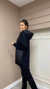 Missemramiss S3712 Siyah İpek Saten İşli Sweat