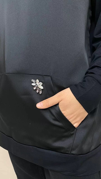 Missemramiss S3712 Siyah İpek Saten İşli Sweat