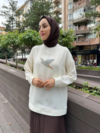 Missemramiss S4446 Ekru Aksesuarlı Sweat