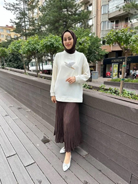 Missemramiss S4446 Ekru Aksesuarlı Sweat