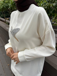 Missemramiss S4446 Ekru Aksesuarlı Sweat