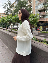Missemramiss S4446 Ekru Aksesuarlı Sweat