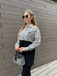 Missemramiss S4661 Siyah Gömlek Garni İşlemeli Sweat