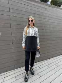 Missemramiss S4661 Siyah Gömlek Garni İşlemeli Sweat
