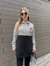Missemramiss S4661 Siyah Gömlek Garni İşlemeli Sweat