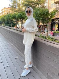 Missemramiss T4466 Bej Palmiye Detaylı Takım
