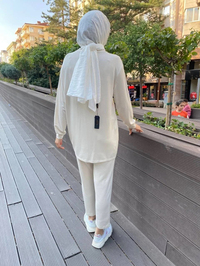 Missemramiss T4466 Bej Palmiye Detaylı Takım