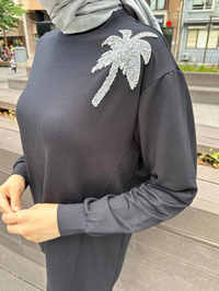 Missemramiss T4466 Siyah Palmiye Detaylı Takım