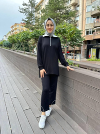 Missemramiss T4471 Siyah Parlak Yaka Takım