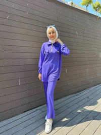 Missemramiss T4473 Mor İpek Pamuk Takım