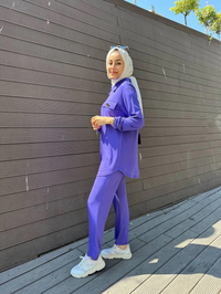 Missemramiss T4473 Mor İpek Pamuk Takım