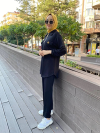 Missemramiss T4473 Siyah İpek Pamuk Takım