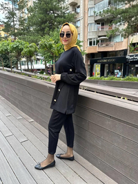Missemramiss T4474 Siyah İpek Pamuk Takım