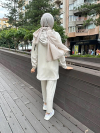 Missemramiss T4480 Bej İpek Pamuk Cep Detaylı Takım