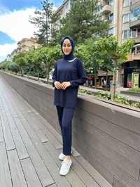 Missemramiss T4481 Lacivert Aksesuarlı İkili Takım