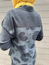 Missemramiss T4488 Siyah Taş Aksesuarlı Keten Takım