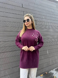 Missemramiss T4572 Mürdüm Maglione Angora Kazak