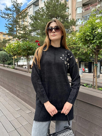 Missemramiss T4572 Siyah Maglione Angora Kazak