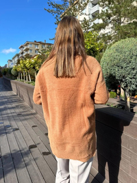 Missemramiss T4577 Camel Moderna Fermuarlı Kazak