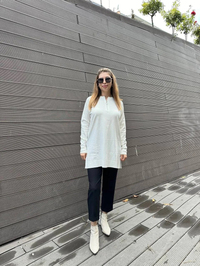 Missemramiss T4587 Ekru Live Fermuar Detaylı Triko Kazak