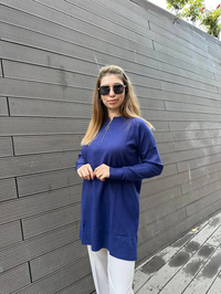 Missemramiss T4587 Lacivert Live Fermuar Detaylı Triko Kazak