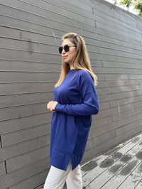 Missemramiss T4587 Lacivert Live Fermuar Detaylı Triko Kazak