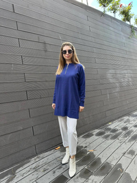 Missemramiss T4587 Lacivert Live Fermuar Detaylı Triko Kazak