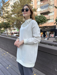 Missemramiss T4609 Ekru Bright Taşlı Tunik