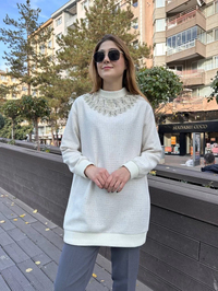Missemramiss T4609 Ekru Bright Taşlı Tunik