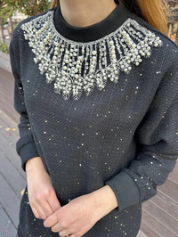 Missemramiss T4609 Siyah Bright Taşlı Tunik