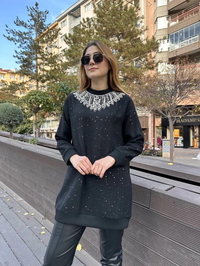 Missemramiss T4609 Siyah Bright Taşlı Tunik
