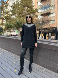 Missemramiss T4609 Siyah Bright Taşlı Tunik