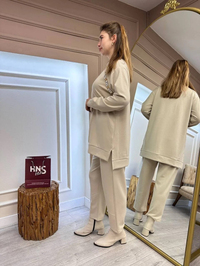 Missemramiss T4623 Bej Taşlı Pamuk Takım