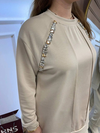 Missemramiss T4623 Bej Taşlı Pamuk Takım