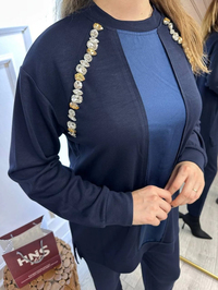 Missemramiss T4623 Lacivert Taşlı Pamuk Takım