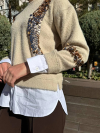 Missemramiss T4653 Bej Pullu Gömlek Garni Angora Tunik