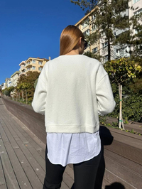 Missemramiss T4653 Ekru Pullu Gömlek Garni Angora Tunik