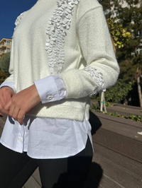Missemramiss T4653 Ekru Pullu Gömlek Garni Angora Tunik