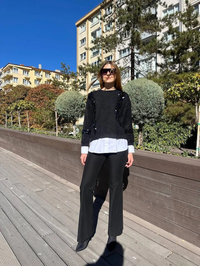 Missemramiss T4653 Siyah Pullu Gömlek Garni Angora Tunik