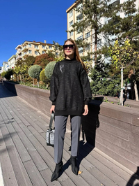 Missemramiss T4670 Siyah İşlemeli Tunik