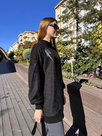 Missemramiss T4670 Siyah İşlemeli Tunik