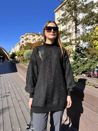 Missemramiss T4670 Siyah İşlemeli Tunik