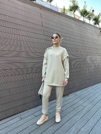 Missemramiss T4671 Bej Triko Garni Modal Takım