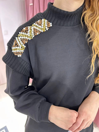 Missemramiss T4671 Siyah Triko Garni Modal Takım